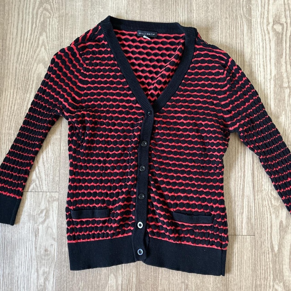Red and black Willi Smith cardigan